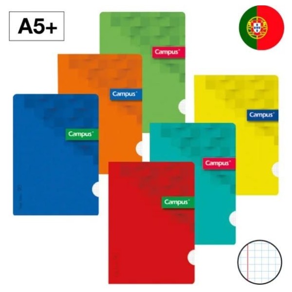 CADERNO AGRAFADO CAMPUS CAPA COLORIDA SORTIDAS PLASTIFICADA A5 48FLS 90GR QUADRICULADO