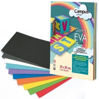 PLACA GOMA EVA A4 20x30cm CORES SORTIDAS - unidade
