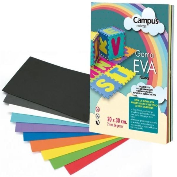 PLACA GOMA EVA A4 20x30cm CORES SORTIDAS - unidade