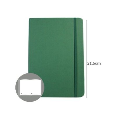 BLOCO NOTAS LISO 215x145mm  116FLS CAPA SEMI PELE VERDE ESMERALDA C/ELASTICO