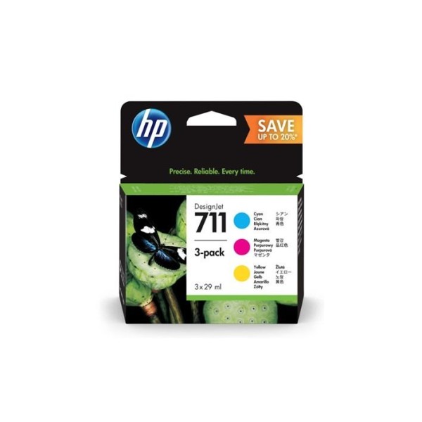 KIT 3 TINTEIROS HP 711 C/M/Y (3x 29ML) ORIGINAL