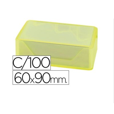 CAIXA ACRILICO P/ CARTAO VISITA 60x95mm AMARELO TRANSPARENTE + 100 CARTOES 250gr.
