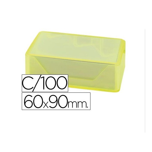 CAIXA ACRILICO P/ CARTAO VISITA 60x95mm AMARELO TRANSPARENTE + 100 CARTOES 250gr.