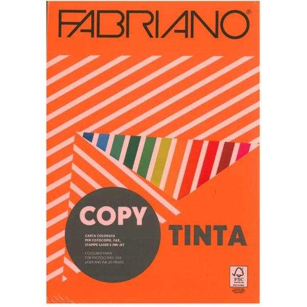 RESMA PAPEL FOTOCOPIA FABRIANO COPY TINTA A4 80GR. LARANJA INTENSO (F604)