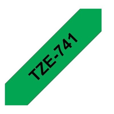 FITA P/ GRAVAÇAO COMPATIVEL C/  BROTHER P-TOUCH TZE741 18MM x 8MT TEXTO PRETO / FITA VERDE